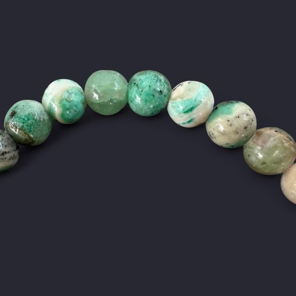 Green Rhodochrosite Gemstone Bead Bracelet 6mm - Picture 3 of 4